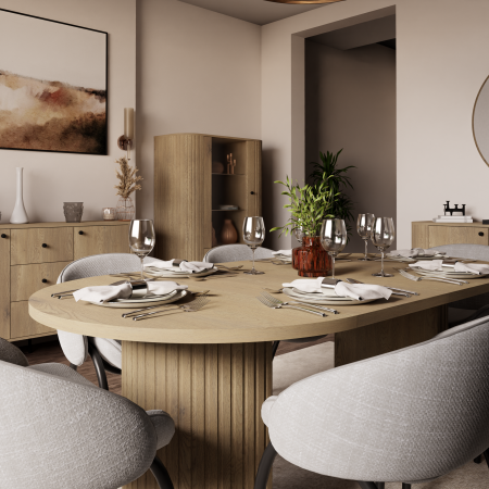 Stół okrągły rozkładany 100 cm dąb cremona frezowana podstawa OLIVO